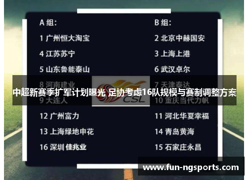 中超新赛季扩军计划曝光 足协考虑16队规模与赛制调整方案