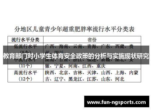 教育部门对小学生体育安全政策的分析与实施现状研究